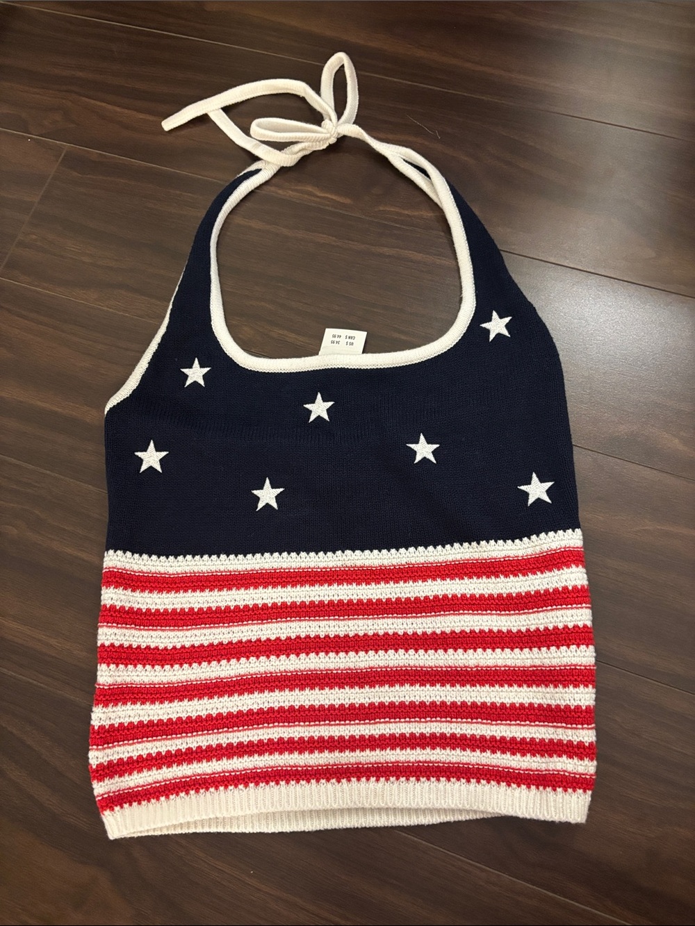 Hollister Navy, Red & White Star Stripe Halter Knit Top